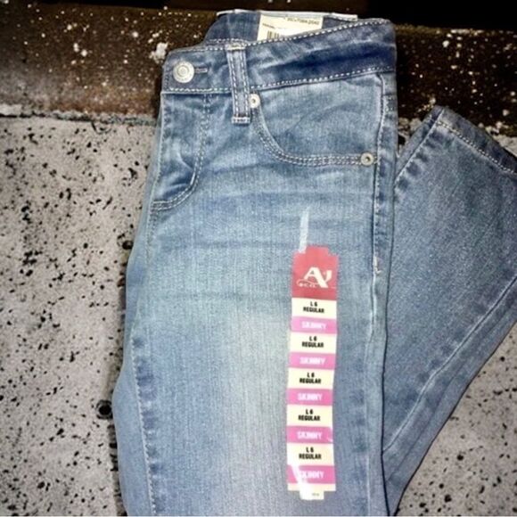 Arizona NWT Jeans Adjustable Waistband Distressed Skinny Jeans Girl’s L REG 6 - Picture 4 of 14